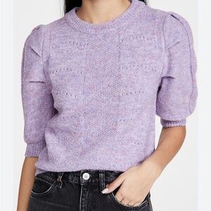 English Factory Lavender Puff Sleeve Knit Top